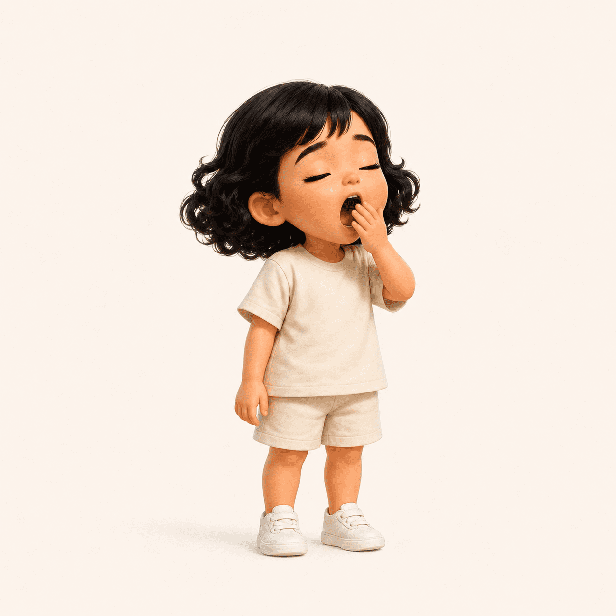 Sleepy child yawning — brain needing more oxygen